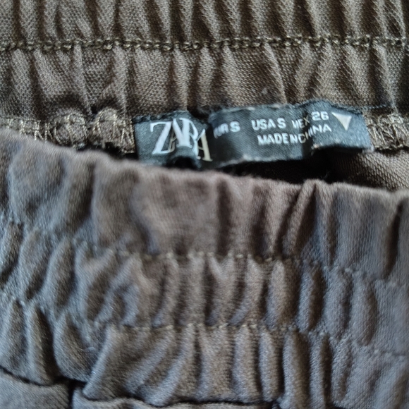 Zara Brown Boho Flowy Embroidered Cutout Wide Leg Casual Pull On Pants Small - Picture 3 of 7